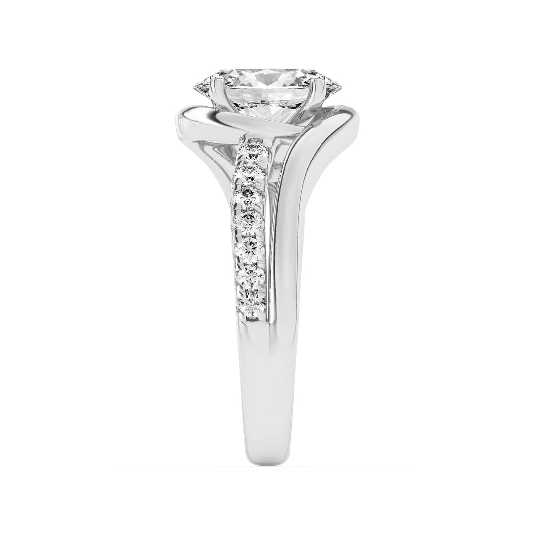 2Cttw Oval Shaped Lab Grown Diamond (G/VS) Swirl Shank Accented Engagement Ring in 14K Gold