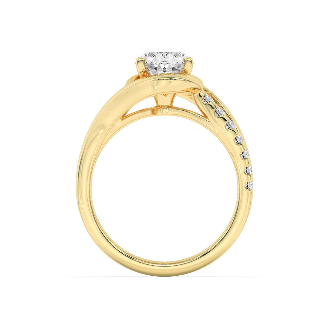 2Cttw Oval Shaped Lab Grown Diamond (F/VS) Swirl Shank Accented Engagement Ring in 14K Gold