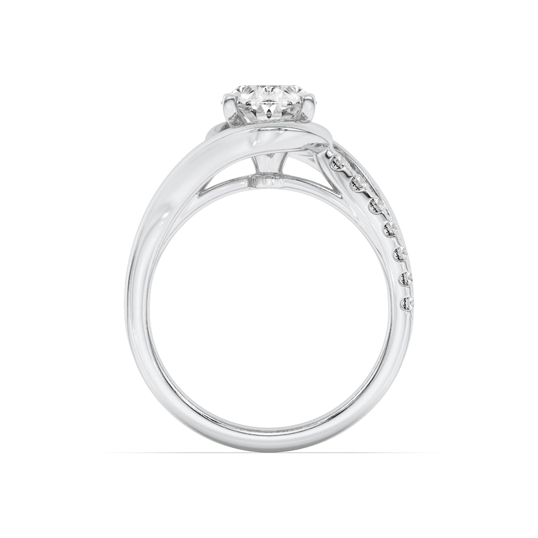 3.5Cttw Oval Shaped Lab Grown Diamond (F/VS) Swirl Shank Accented Engagement RING in 14K Gold