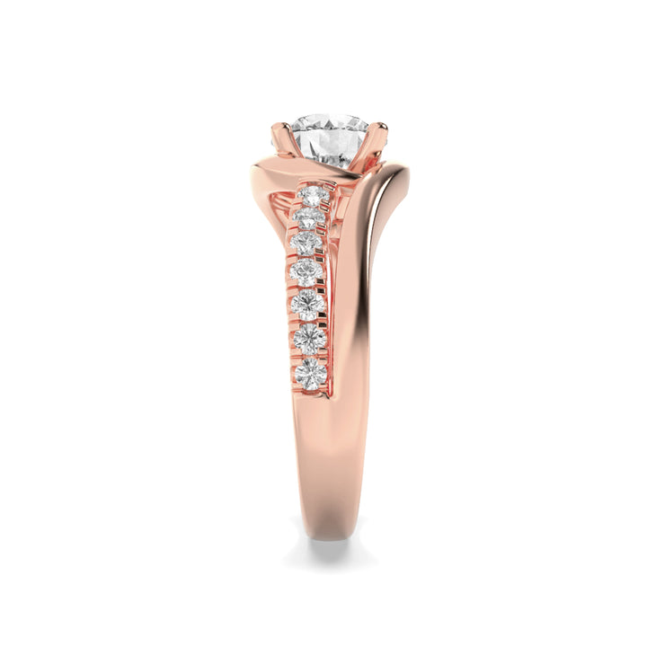 2Cttw Round Shaped Lab Grown Diamond (F/VS) SwirlShank Accented Engagement Ring in 14K Gold