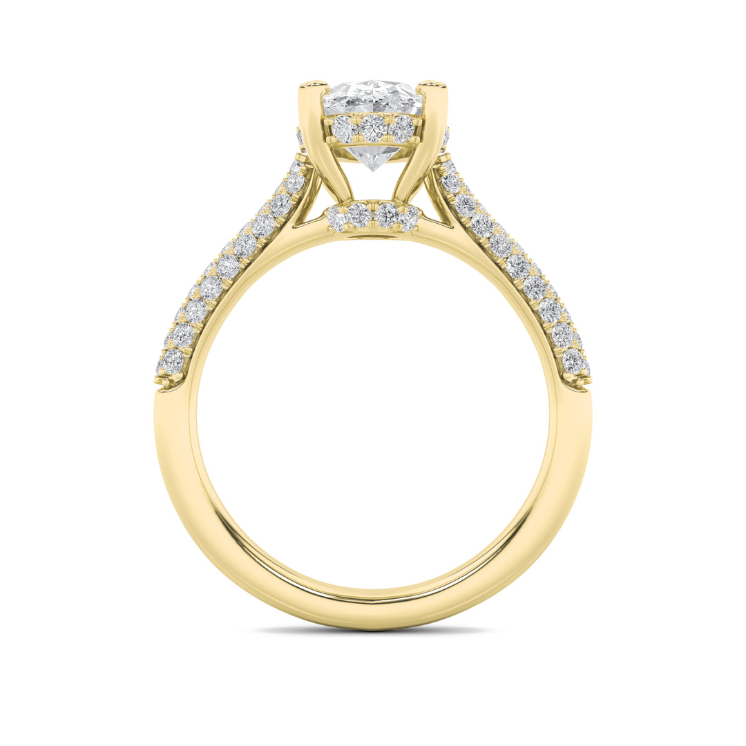 3Cttw Oval Shaped Lab Grown Diamond (F/VS) TripleRow Accented Engagement Ring in 14K Gold