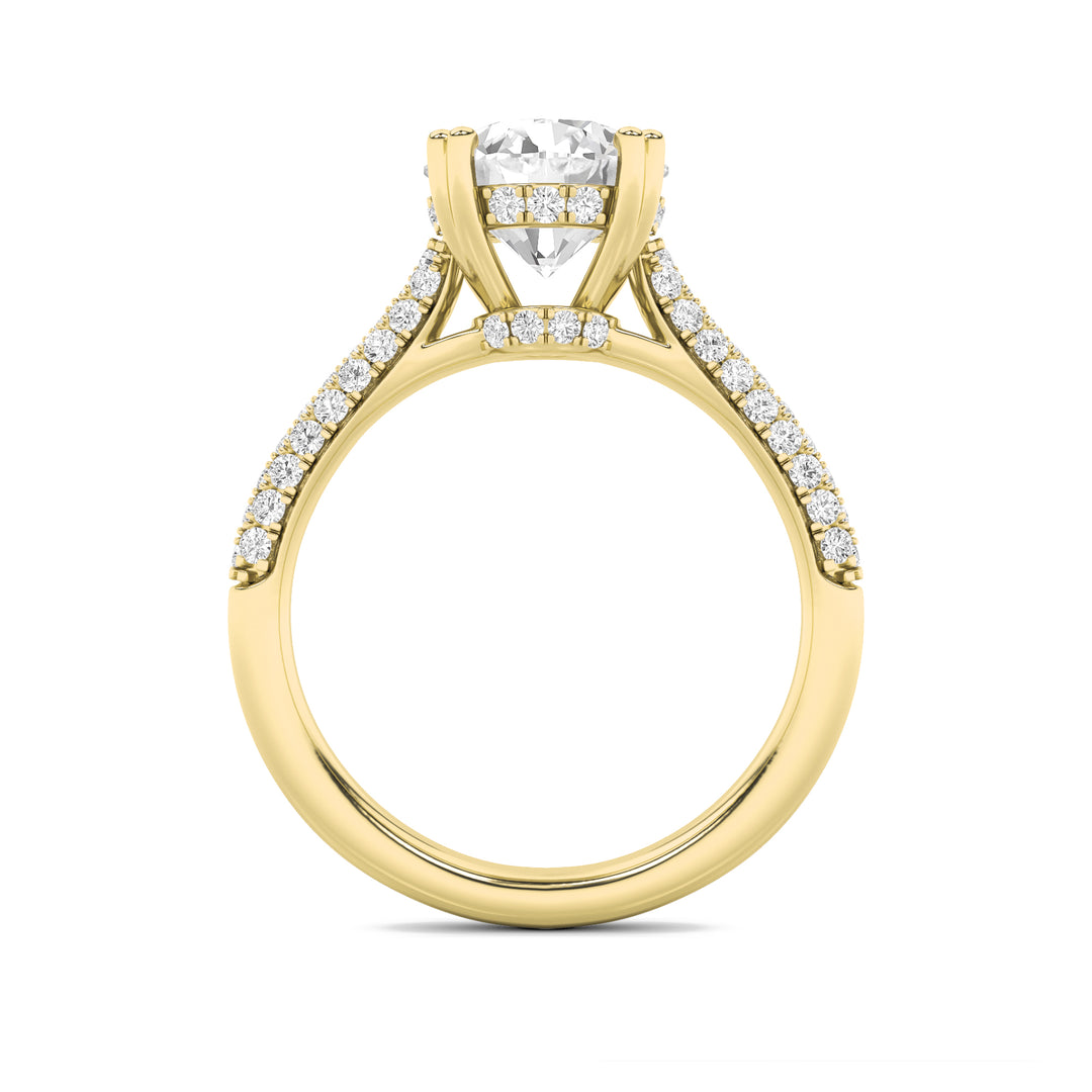 3Cttw Round Shaped Lab Grown Diamond (F/VS) Triple Row Accented Engagement Ring in 14K Gold