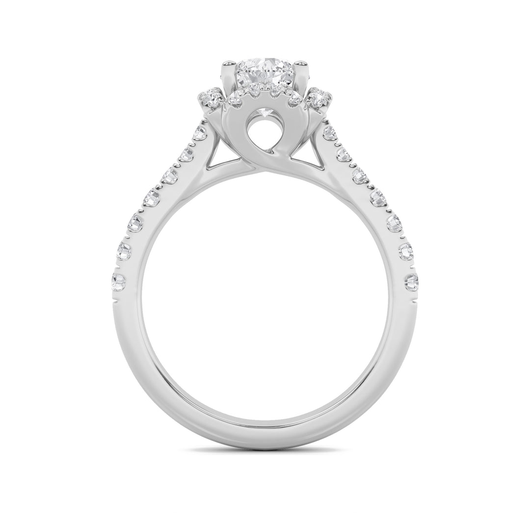 1.5Cttw Round Shaped Lab Grown Diamond (F/VVS) Halo Accented Engagement Ring in 14K Gold