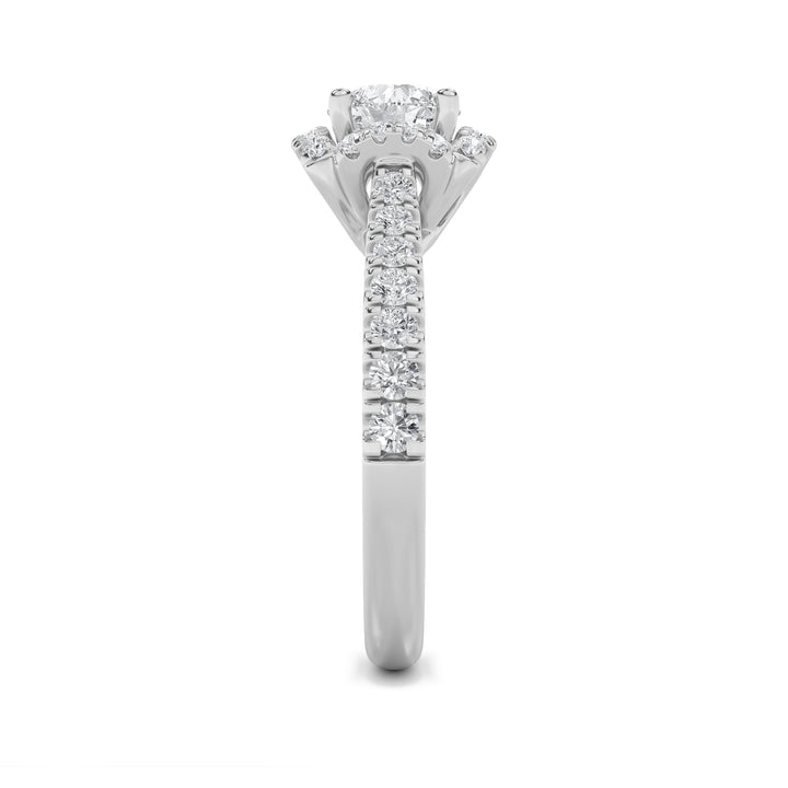 1.5Cttw Round Shaped Lab Grown Diamond (F/VVS) Halo Accented Engagement Ring in 14K Gold