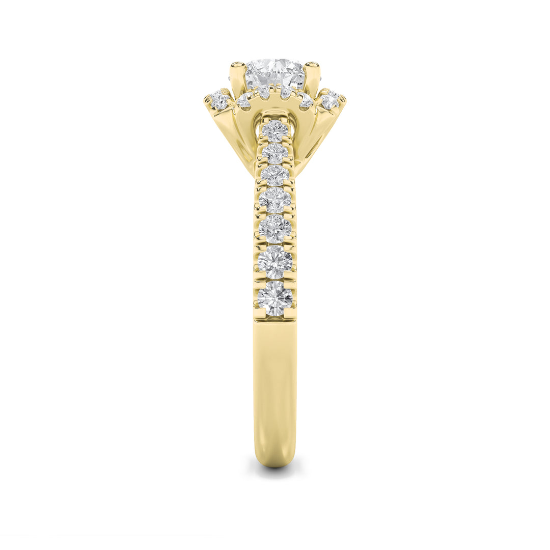 1.5Cttw Round Shaped Lab Grown Diamond (F/VVS) Halo Accented Engagement Ring in 14K Gold