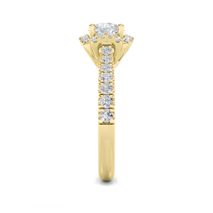 1.5Cttw Round Shaped Lab Grown Diamond (F/VVS) Halo Accented Engagement Ring in 14K Gold