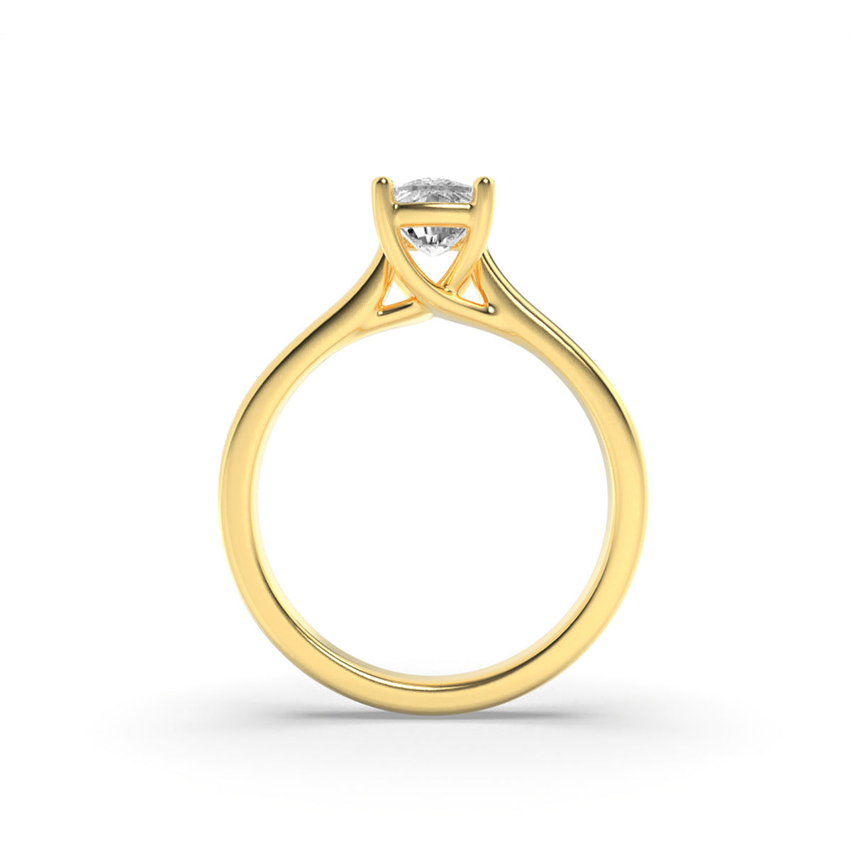 1Cttw Elongated Cushion Shaped Lab Grown Diamond (F/VS) Plain Cathedral Trellis Shank Solitaire Engagement Ring in 14K Gold