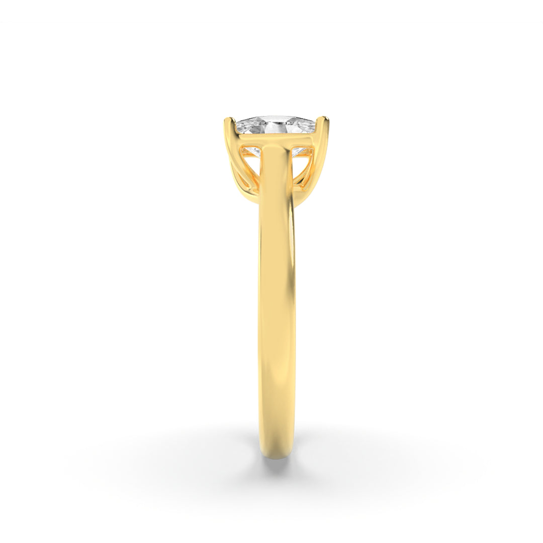 1Cttw Elongated Cushion Shaped Lab Grown Diamond (F/VS) Plain Cathedral Trellis Shank Solitaire Engagement Ring in 14K Gold
