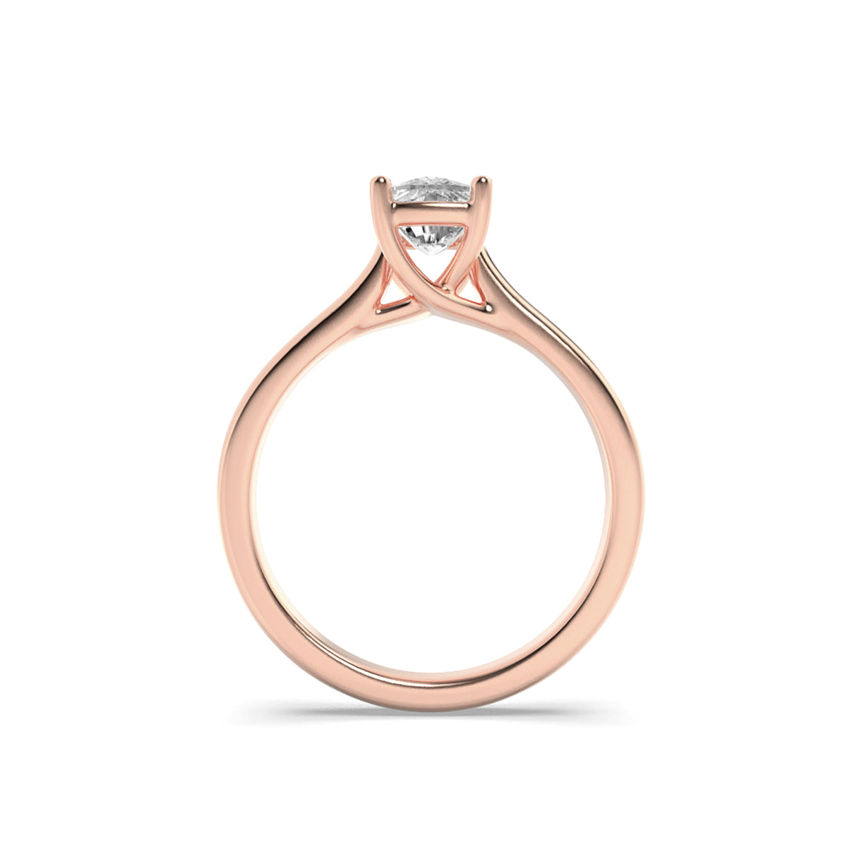 1Cttw Elongated Cushion Shaped Lab Grown Diamond (F/VS) Plain Cathedral Trellis Shank Solitaire Engagement Ring in 14K Gold