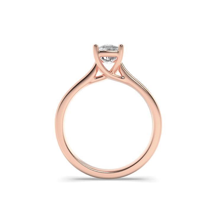 1Cttw Elongated Cushion Shaped Lab Grown Diamond (F/VS) Plain Cathedral Trellis Shank Solitaire Engagement Ring in 14K Gold