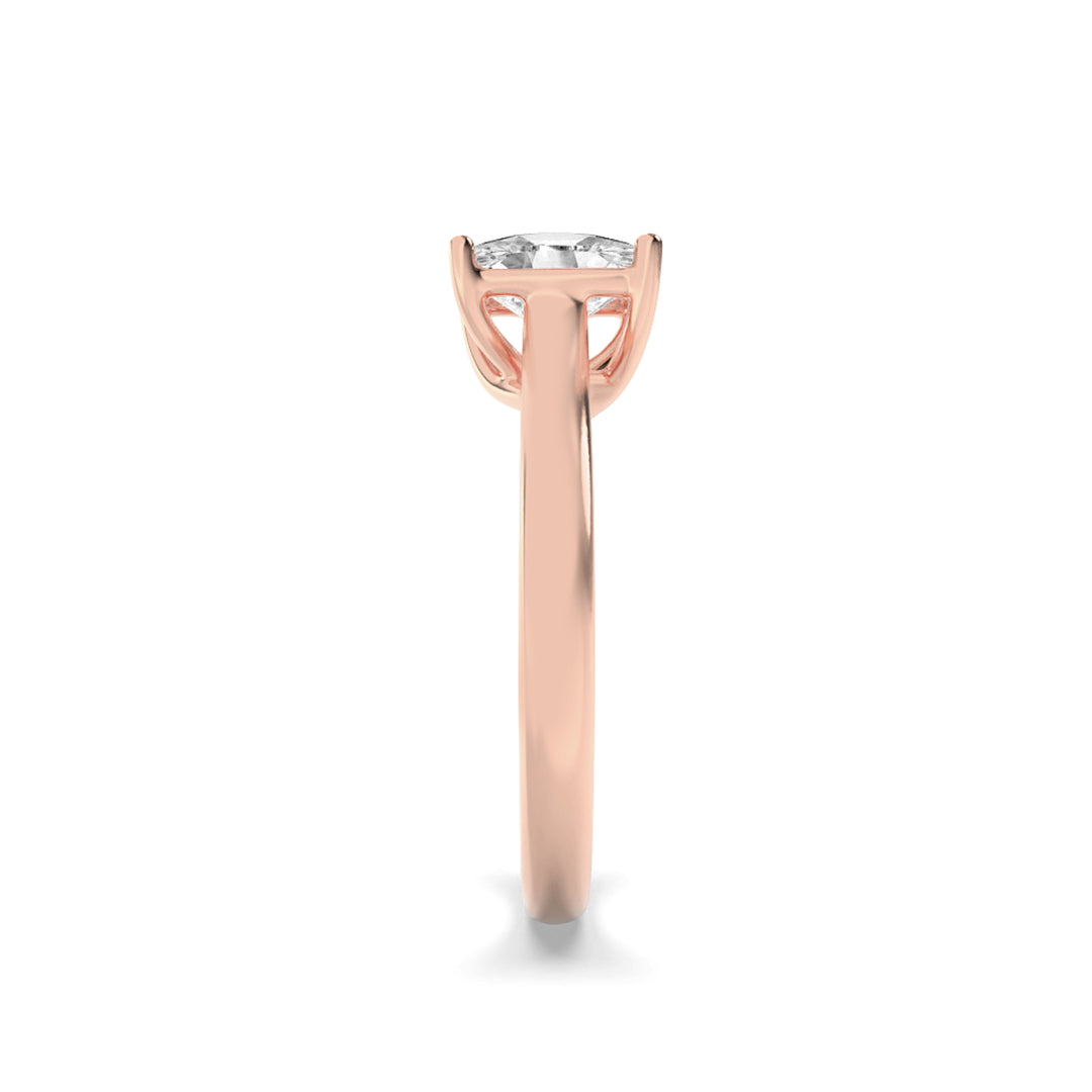 1Cttw Elongated Cushion Shaped Lab Grown Diamond (F/VS) Plain Cathedral Trellis Shank Solitaire Engagement Ring in 14K Gold