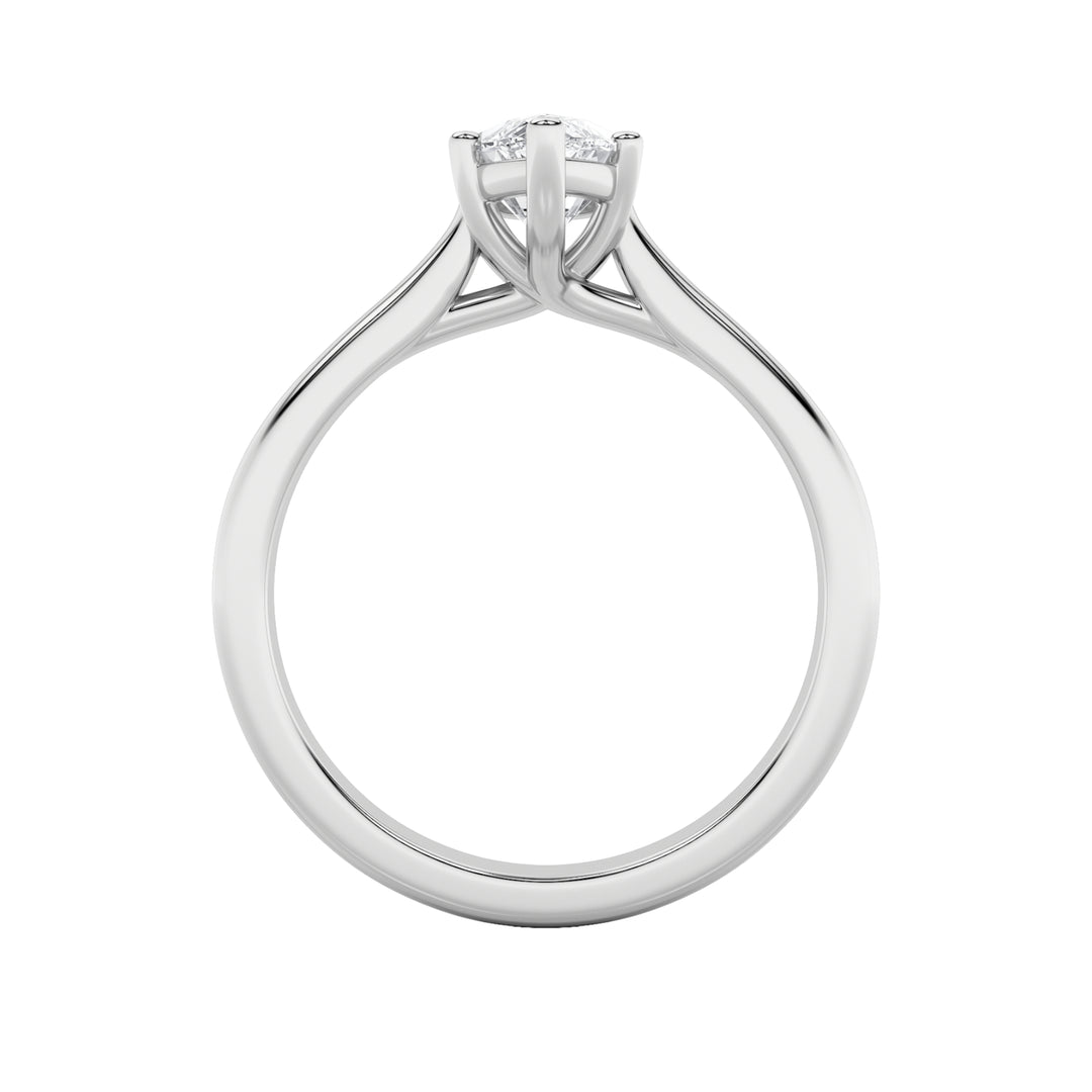 1Cttw Marquise Shaped Lab Grown Diamond (F/VS) Plain Cathedral Trellis Shank Solitaire Engagement Ring in 14K Gold