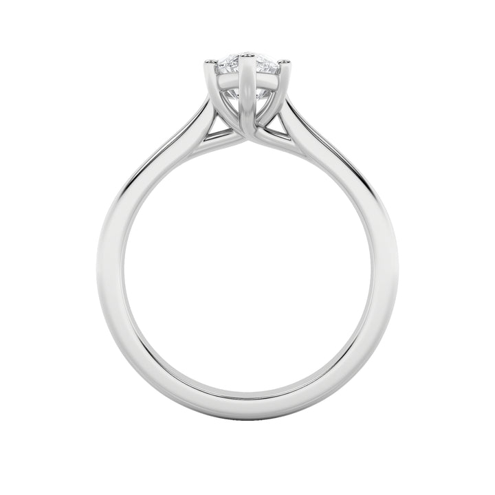 1Cttw Marquise Shaped Lab Grown Diamond (F/VS) Plain Cathedral Trellis Shank Solitaire Engagement Ring in 14K Gold