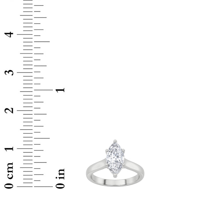 1Cttw Marquise Shaped Lab Grown Diamond (F/VS) Plain Cathedral Trellis Shank Solitaire Engagement Ring in 14K Gold