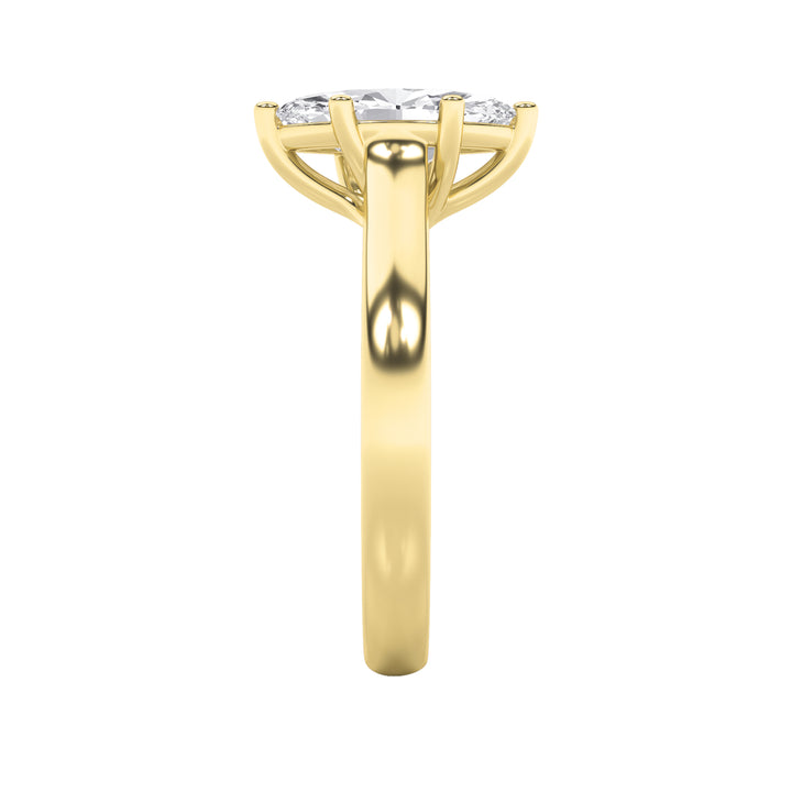 2Cttw Marquise Shaped Lab Grown Diamond (F/VS) Plain Cathedral Trellis Shank Solitaire Engagement Ring in 14K Gold