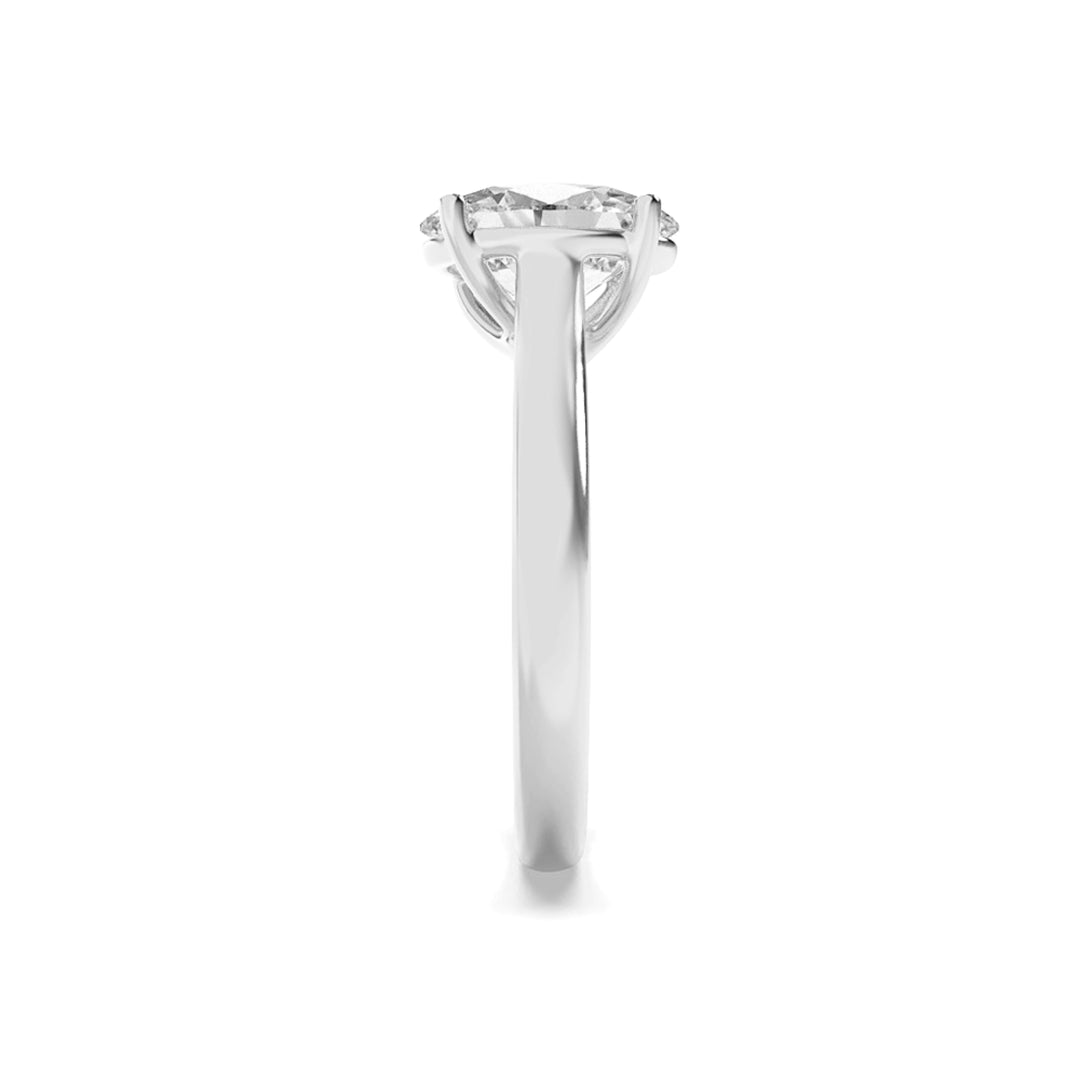 1Cttw Oval Shaped Lab Grown Diamond (F/VS) Plain Cathedral Trellis Shank Solitaire Engagement Ring in 14K Gold