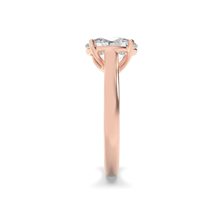 1Cttw Oval Shaped Lab Grown Diamond (F/VS) Plain Cathedral Trellis Shank Solitaire Engagement Ring in 14K Gold