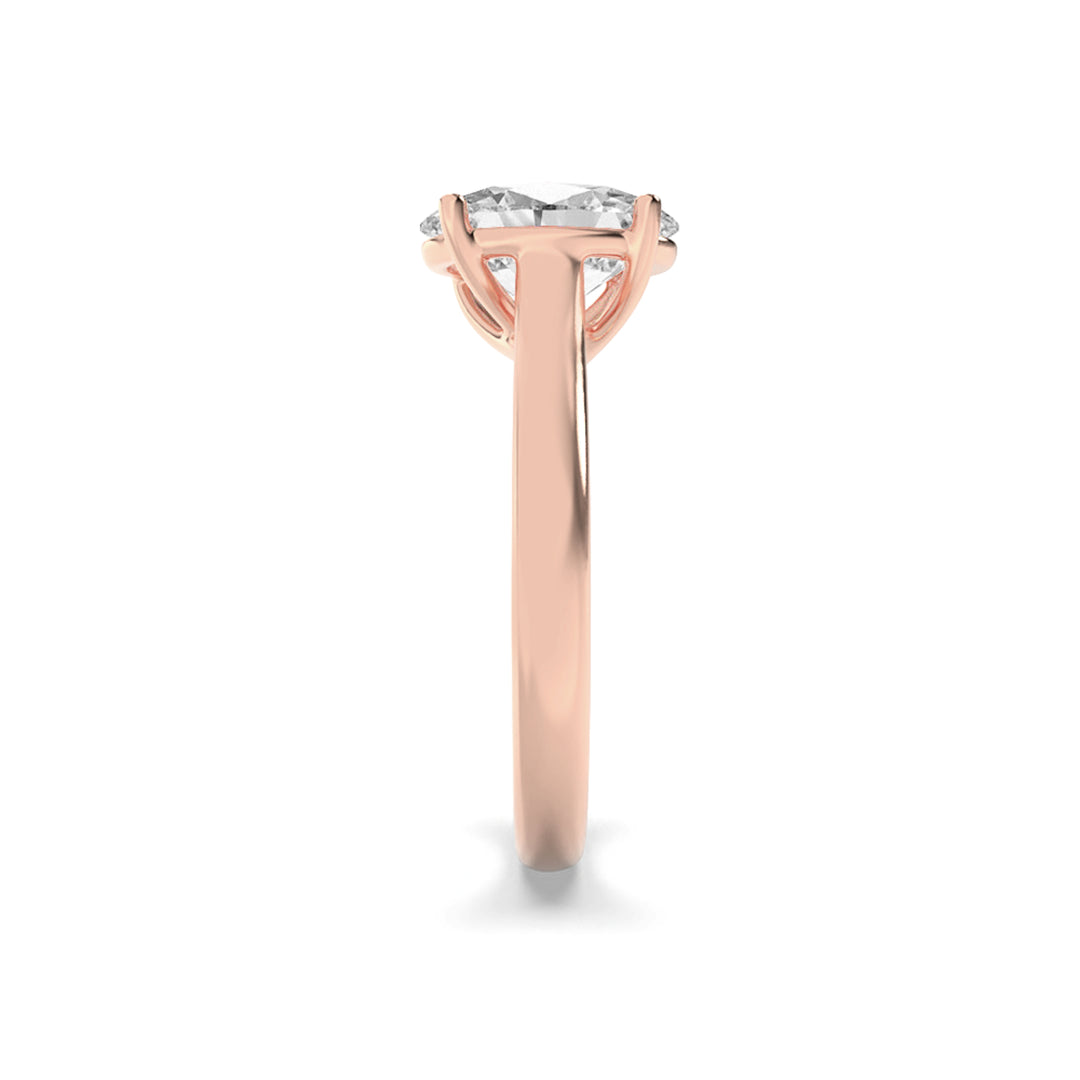 2Cttw Oval Shaped Lab Grown Diamond (F/VS) Plain Cathedral Trellis Shank Solitaire Engagement Ring in 14K Gold