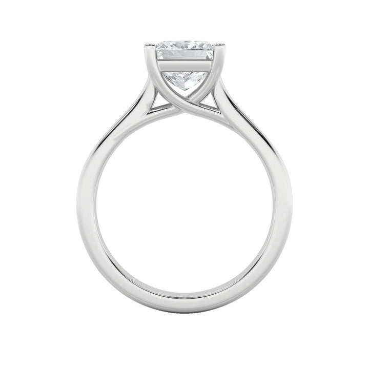 1Cttw Princess Shaped Lab Grown Diamond (F/VS) Plain Cathedral Trellis Shank Solitaire Engagement Ring in 14K Gold