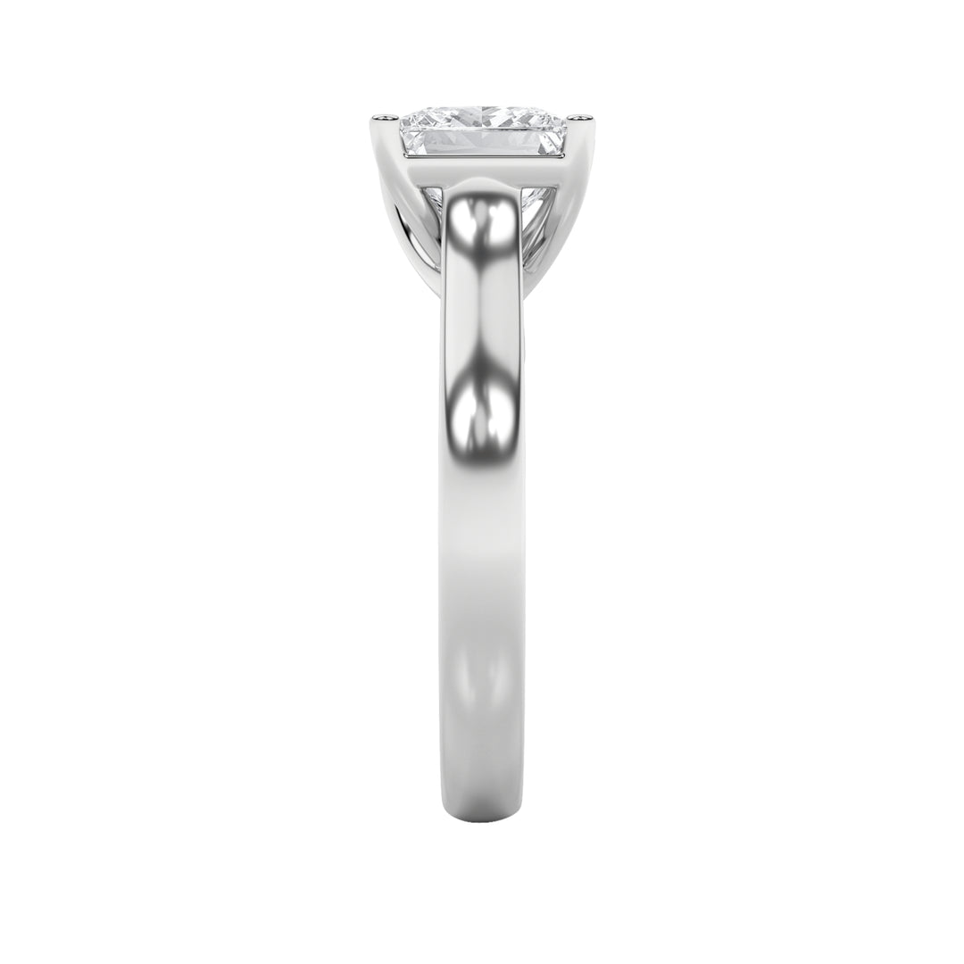 1Cttw Princess Shaped Lab Grown Diamond (F/VS) Plain Cathedral Trellis Shank Solitaire Engagement Ring in 14K Gold