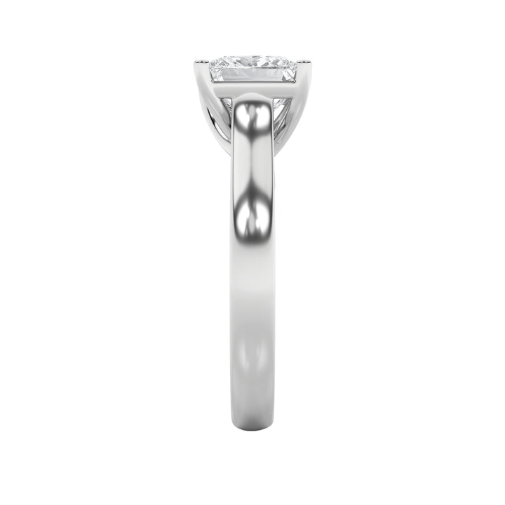 1Cttw Princess Shaped Lab Grown Diamond (F/VS) Plain Cathedral Trellis Shank Solitaire Engagement Ring in 14K Gold