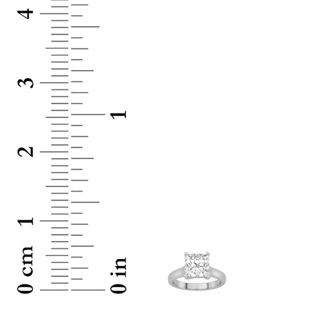 1Cttw Princess Shaped Lab Grown Diamond (F/VS) Plain Cathedral Trellis Shank Solitaire Engagement Ring in 14K Gold