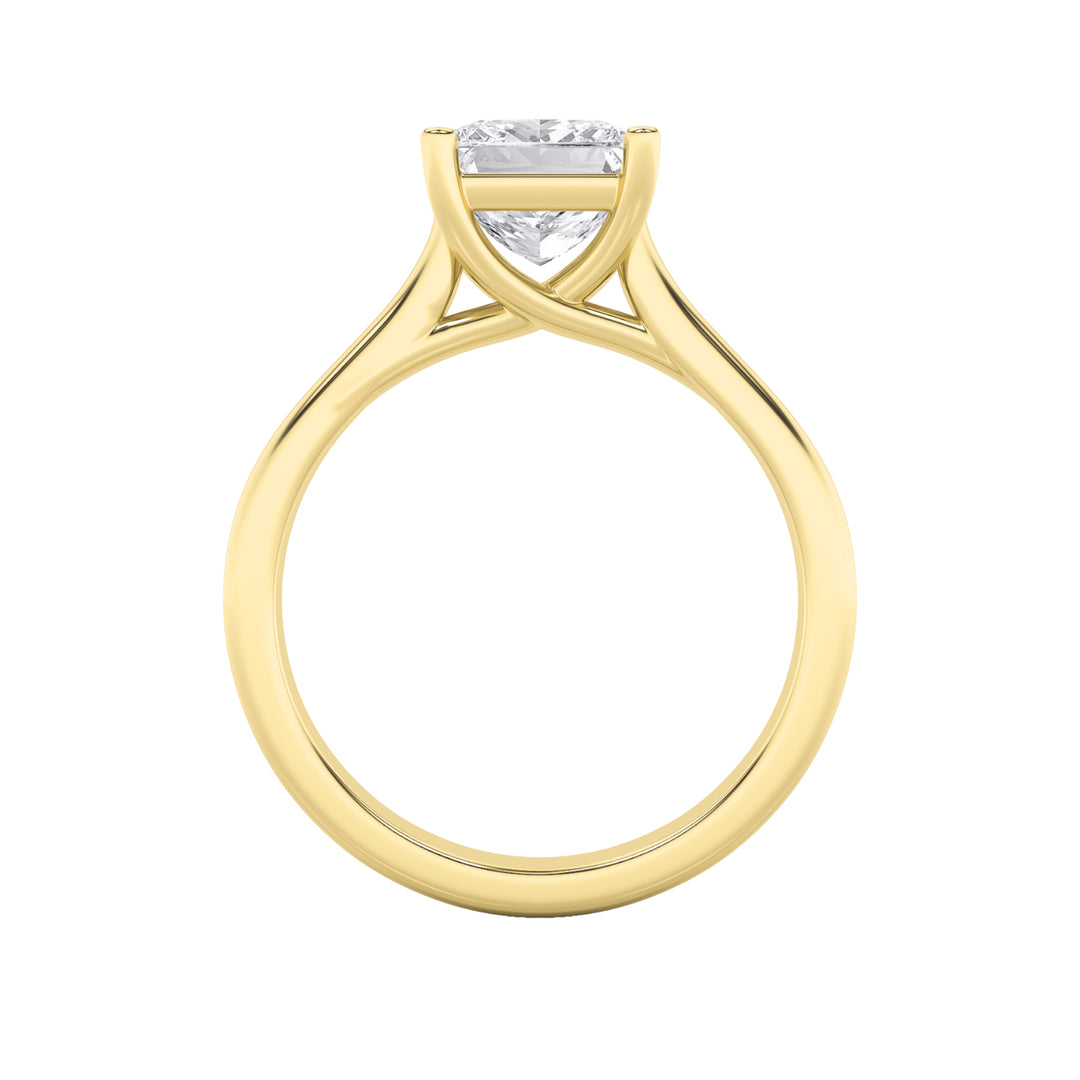 1Cttw Princess Shaped Lab Grown Diamond (F/VS) Plain Cathedral Trellis Shank Solitaire Engagement Ring in 14K Gold