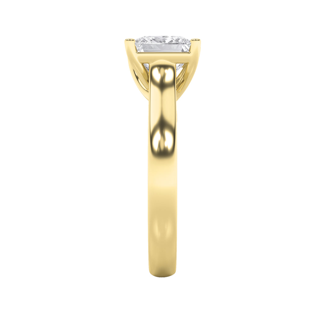 1Cttw Princess Shaped Lab Grown Diamond (F/VS) Plain Cathedral Trellis Shank Solitaire Engagement Ring in 14K Gold