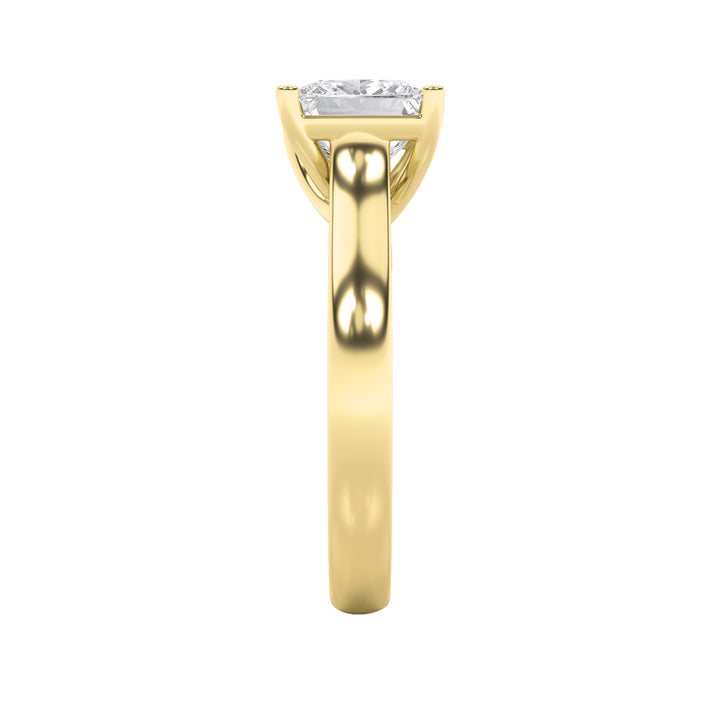 1Cttw Princess Shaped Lab Grown Diamond (F/VS) Plain Cathedral Trellis Shank Solitaire Engagement Ring in 14K Gold