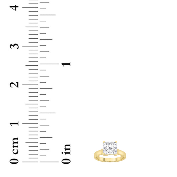 1Cttw Princess Shaped Lab Grown Diamond (F/VS) Plain Cathedral Trellis Shank Solitaire Engagement Ring in 14K Gold