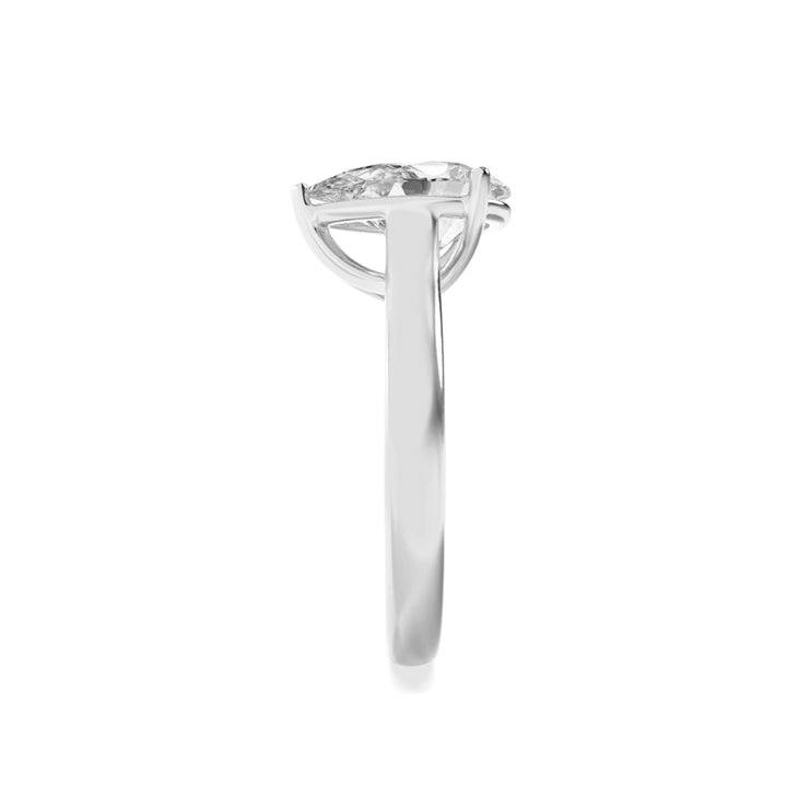 1Cttw Pear Shaped Lab Grown Diamond (F/VS) Plain Cathedral Trellis Shank Solitaire Engagement Ring in 14K Gold