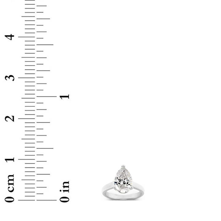1Cttw Pear Shaped Lab Grown Diamond (F/VS) Plain Cathedral Trellis Shank Solitaire Engagement Ring in 14K Gold
