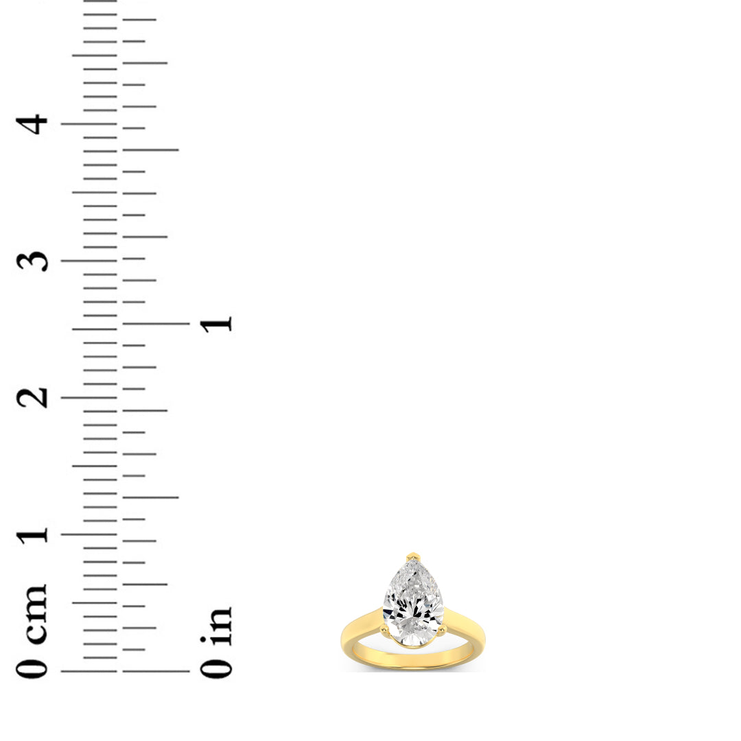 1Cttw Pear Shaped Lab Grown Diamond (G/VS) Plain Cathedral Trellis Shank Solitaire Engagement Ring in 14K Gold
