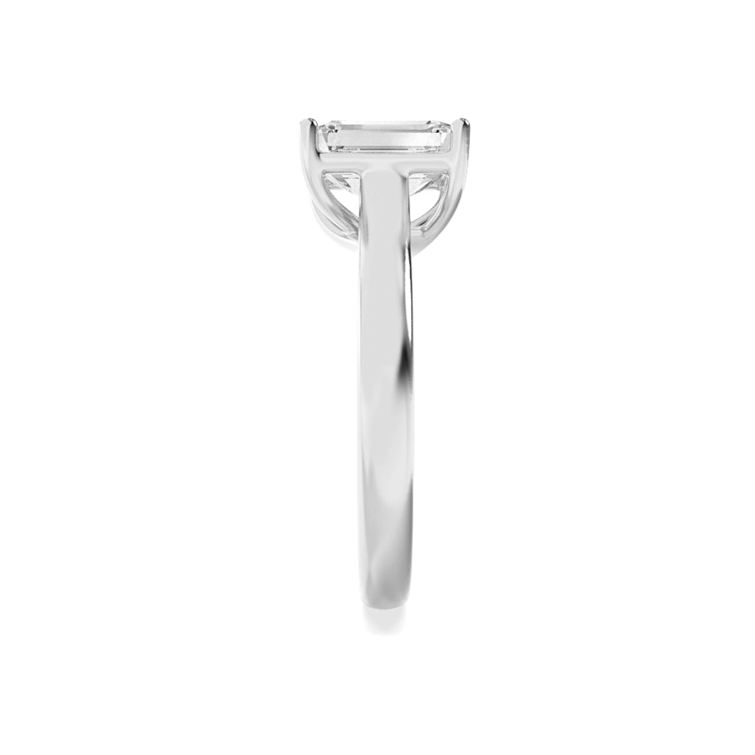 1Cttw Radiant Shaped Lab Grown Diamond (F/VS) Plain Cathedral Trellis Shank Solitaire Engagement Ring in 14K Gold