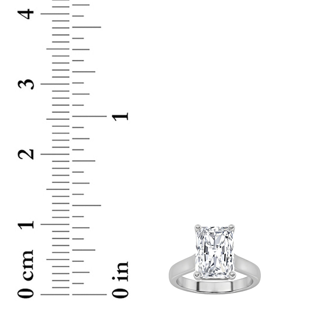 1Cttw Radiant Shaped Lab Grown Diamond (F/VS) Plain Cathedral Trellis Shank Solitaire Engagement Ring in 14K Gold
