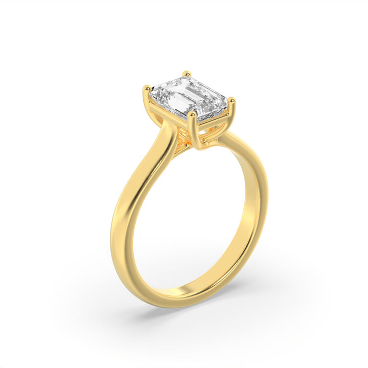 1Cttw Radiant Shaped Lab Grown Diamond (F/VS) Plain Cathedral Trellis Shank Solitaire Engagement Ring in 14K Gold