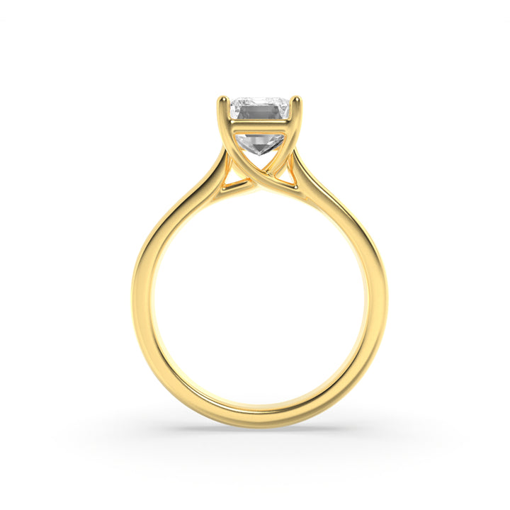 1Cttw Radiant Shaped Lab Grown Diamond (F/VS) Plain Cathedral Trellis Shank Solitaire Engagement Ring in 14K Gold