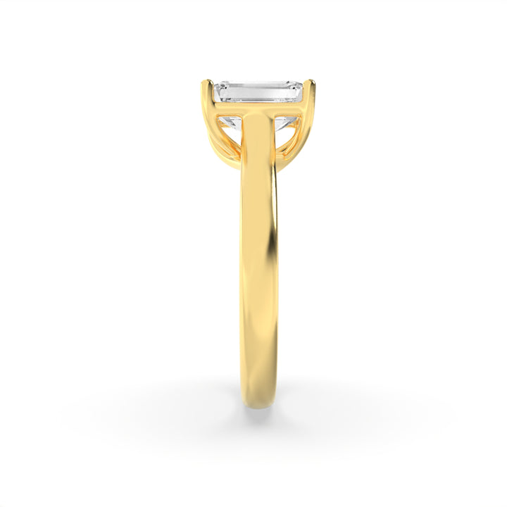 1Cttw Radiant Shaped Lab Grown Diamond (F/VS) Plain Cathedral Trellis Shank Solitaire Engagement Ring in 14K Gold