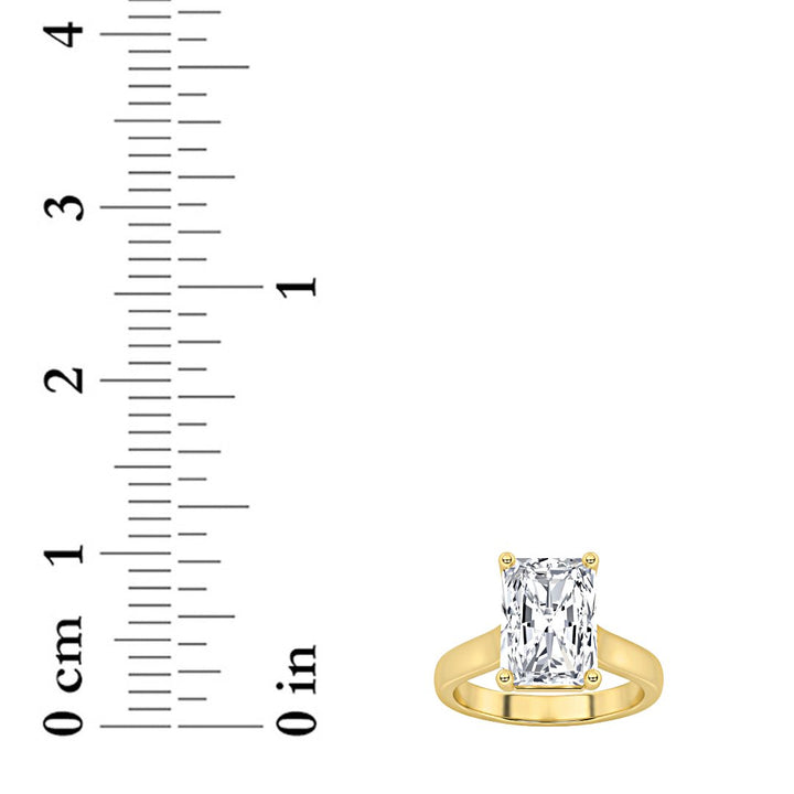 1Cttw Radiant Shaped Lab Grown Diamond (F/VS) Plain Cathedral Trellis Shank Solitaire Engagement Ring in 14K Gold