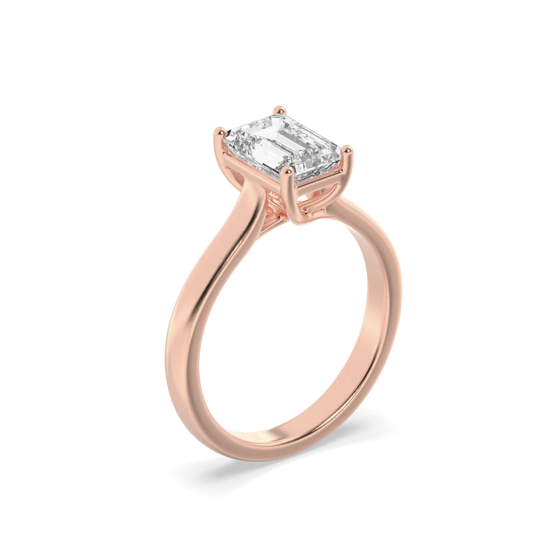 1Cttw Radiant Shaped Lab Grown Diamond (F/VS) Plain Cathedral Trellis Shank Solitaire Engagement Ring in 14K Gold