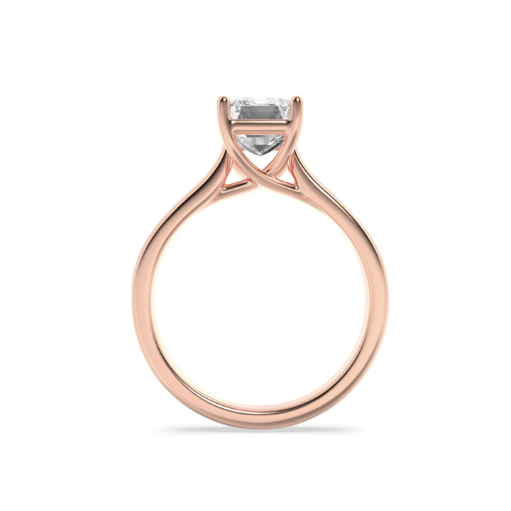 1Cttw Radiant Shaped Lab Grown Diamond (F/VS) Plain Cathedral Trellis Shank Solitaire Engagement Ring in 14K Gold