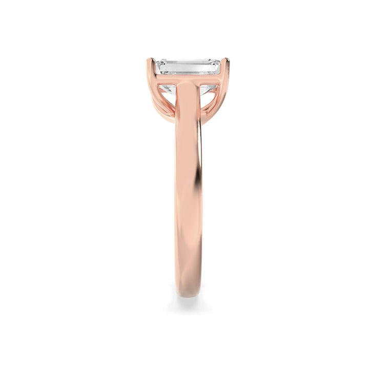 1Cttw Radiant Shaped Lab Grown Diamond (F/VS) Plain Cathedral Trellis Shank Solitaire Engagement Ring in 14K Gold