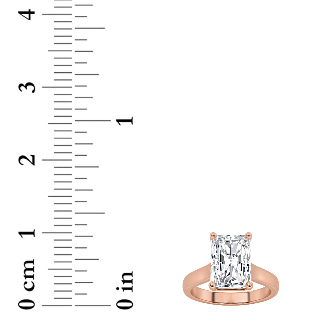 1Cttw Radiant Shaped Lab Grown Diamond (F/VS) Plain Cathedral Trellis Shank Solitaire Engagement Ring in 14K Gold