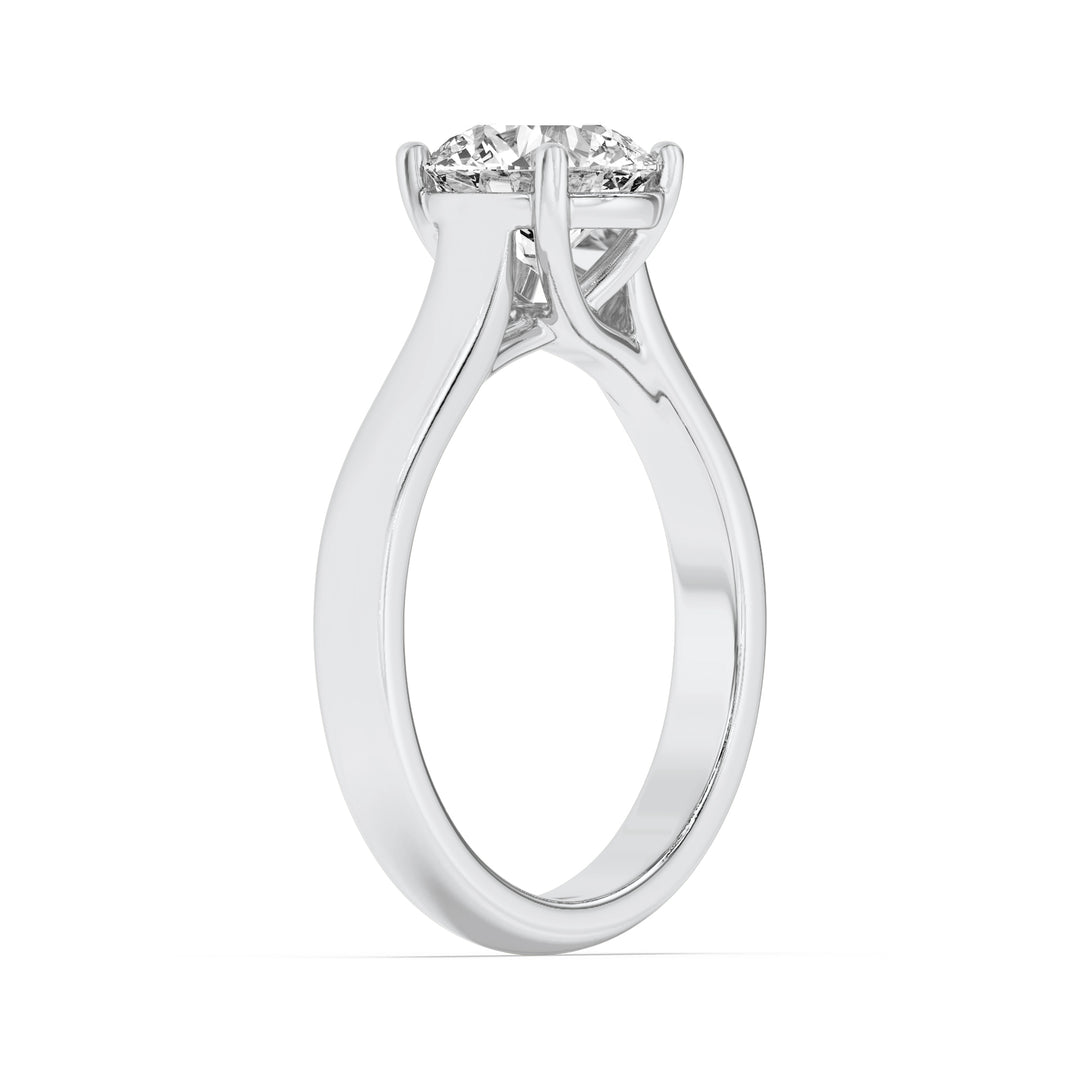 1.5CTW Round Shaped Lab Grown Diamond (F/VS) Plain Cathedral Trellis Shank Solitaire Engagement Ring in 14K Gold
