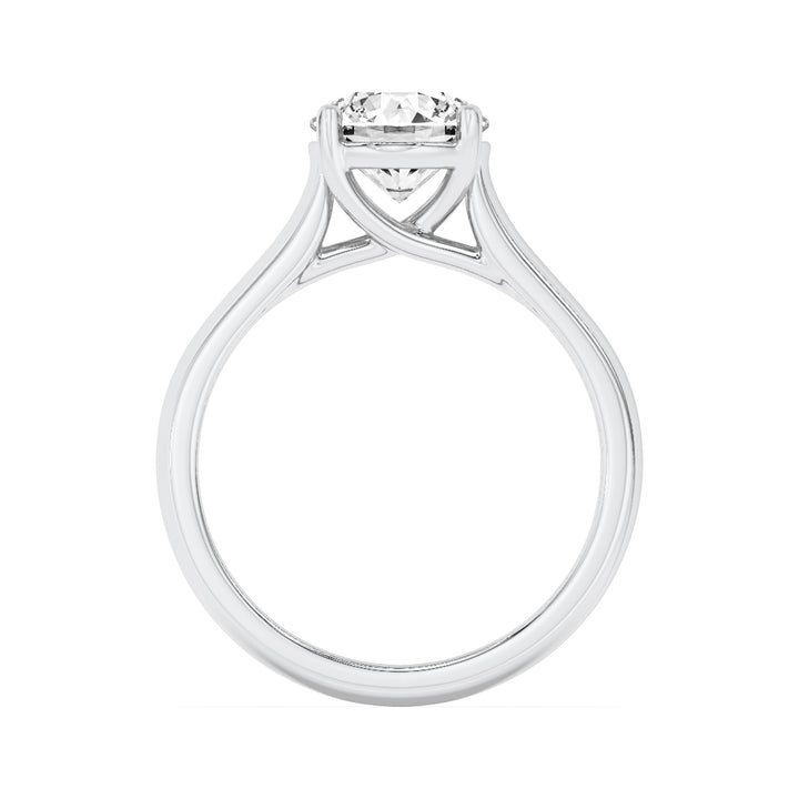 1.5CTW Round Shaped Lab Grown Diamond (F/VS) Plain Cathedral Trellis Shank Solitaire Engagement Ring in 14K Gold