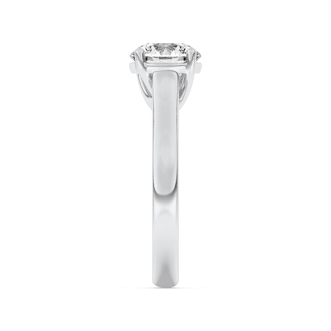 1.5CTW Round Shaped Lab Grown Diamond (F/VS) Plain Cathedral Trellis Shank Solitaire Engagement Ring in 14K Gold