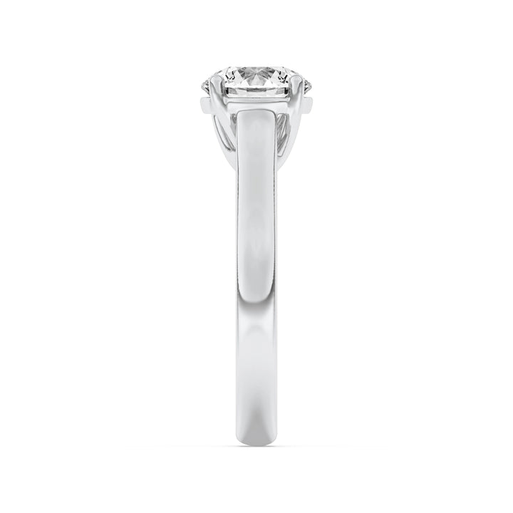 1.5CTW Round Shaped Lab Grown Diamond (F/VS) Plain Cathedral Trellis Shank Solitaire Engagement Ring in 14K Gold