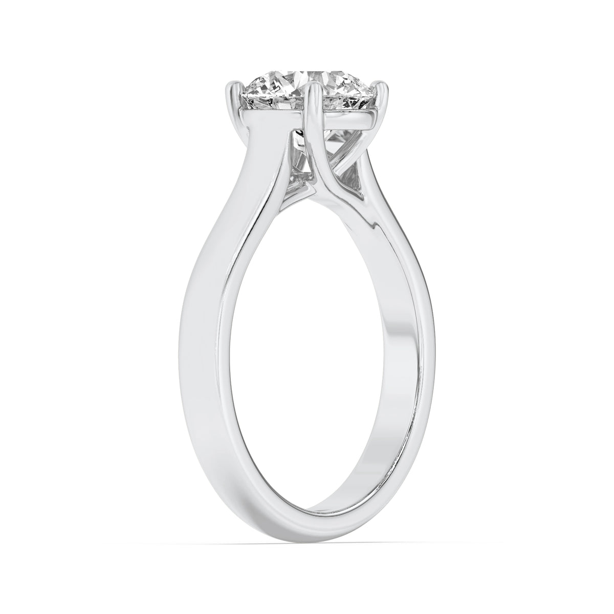 2Cttw Round Shaped Lab Grown Diamond (F/VS) PlainCathedral Trellis Shank Solitaire Engagement Ringin 14K Gold