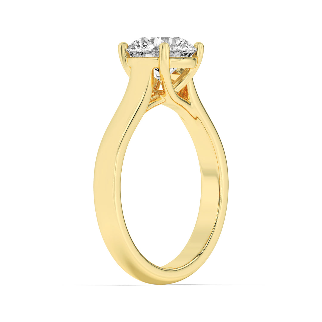 2CTW Round Shaped Lab Grown Diamond (F/VS) Plain Cathedral Trellis Shank Solitaire Engagement Ring in 14K Gold