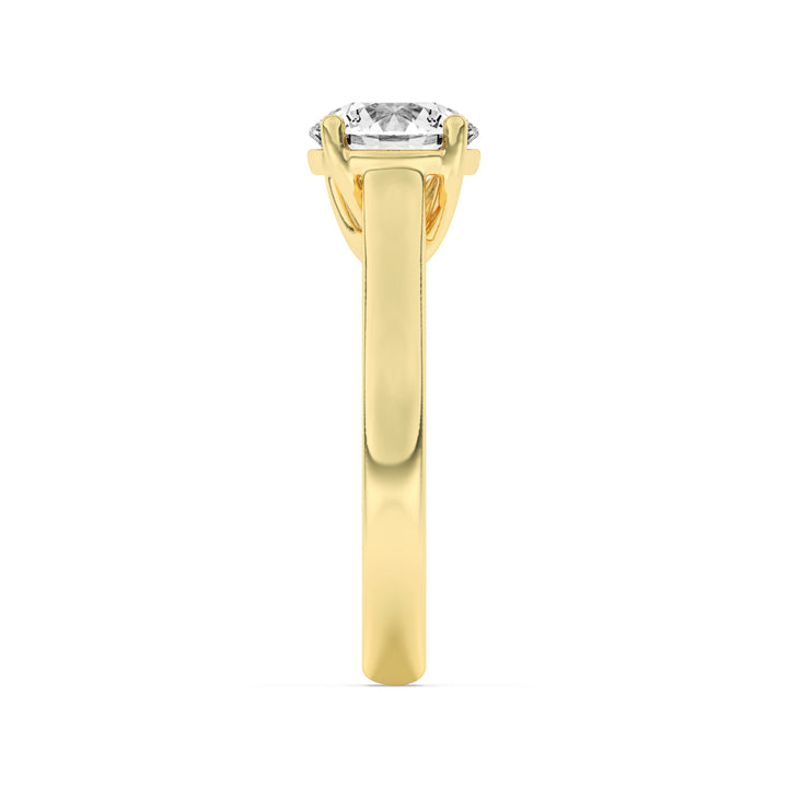 2CTW Round Shaped Lab Grown Diamond (F/VS) Plain Cathedral Trellis Shank Solitaire Engagement Ring in 14K Gold